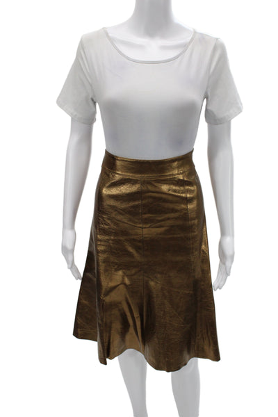 Wendy Hil Women A-Line Leather Skirt Brown Knee Length Size 8