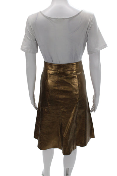 Wendy Hil Women A-Line Leather Skirt Brown Knee Length Size 8