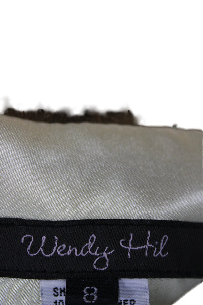 Wendy Hil Women A-Line Leather Skirt Brown Knee Length Size 8