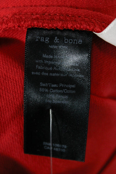 Rag & Bone Women Cropped Ankle Pants Red Zip Closure Size 6