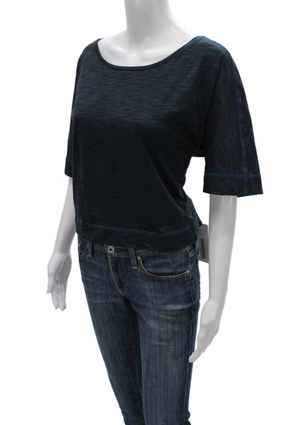 Lucy Womens Basic Jersey T-Shirt Dark Blue Short Sleeve Round Neck Size M