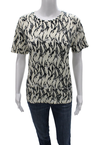 Derek Lam Womens Basic Beige Cotton Graphic Crew Neck T-Shirt Size M