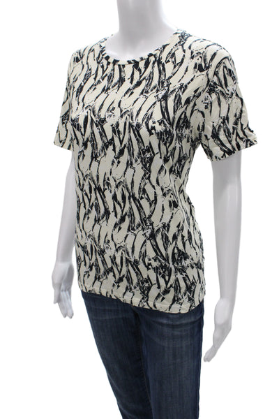 Derek Lam Womens Basic Beige Cotton Graphic Crew Neck T-Shirt Size M