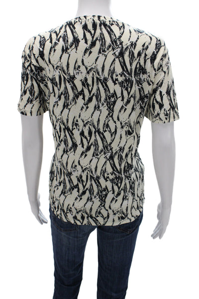 Derek Lam Womens Basic Beige Cotton Graphic Crew Neck T-Shirt Size M