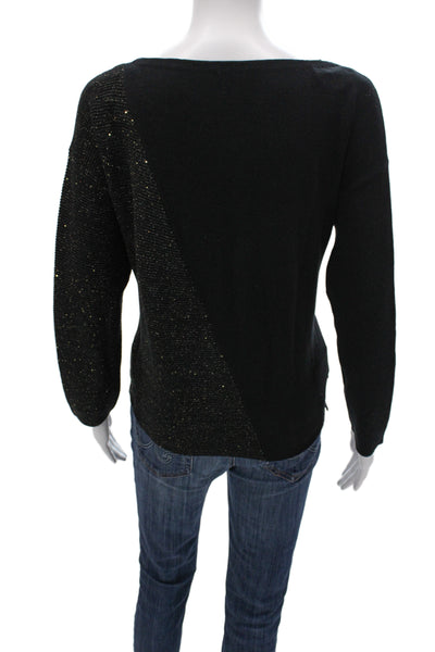 Lafayette 148 New York Unisex Black Pullover Sweater Cotton Silk Size S