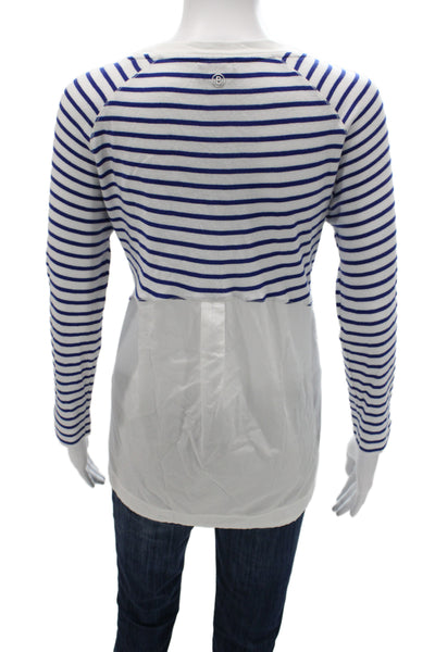 Bogner Womens Blue Striped Jersey T Shirt Short Sleeve Cotton Size 10