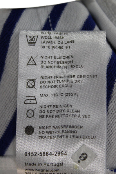 Bogner Womens Blue Striped Jersey T Shirt Short Sleeve Cotton Size 10