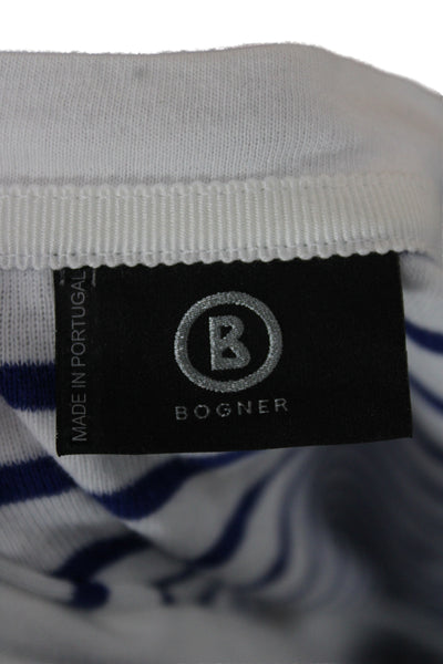 Bogner Womens Blue Striped Jersey T Shirt Short Sleeve Cotton Size 10