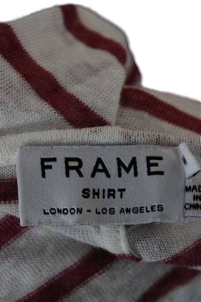 Frame Shirt Womens Red Linen Striped Short Sleeve T-Shirt Nautical Size M
