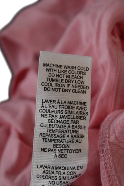 Frame Women Basic Pink V-Neck Cotton Short Sleeve T-Shirt Size L