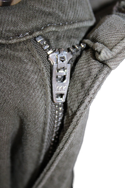 Paige Unisex Cargo Paperbag Pants Green High Rise Size 28