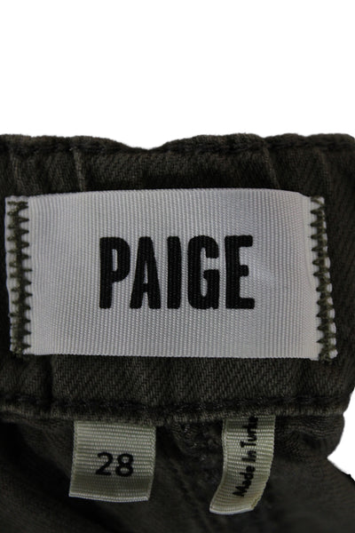 Paige Unisex Cargo Paperbag Pants Green High Rise Size 28