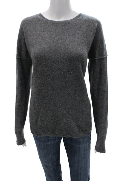 Aqua Cashmere Unisex Dark Gray 100% Cashmere Crew Neck Pullover Sweater Size L