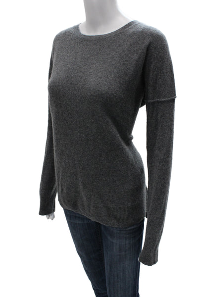 Aqua Cashmere Unisex Dark Gray 100% Cashmere Crew Neck Pullover Sweater Size L