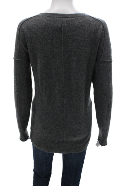 Aqua Cashmere Unisex Dark Gray 100% Cashmere Crew Neck Pullover Sweater Size L