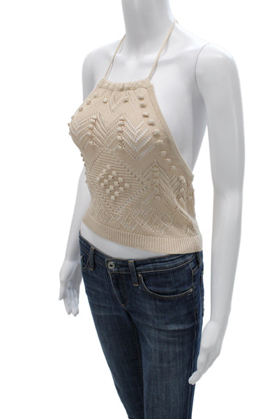 Intermix Women Cropped Tank Sleeveless Beige 100% Lyocell Bohemian Size S