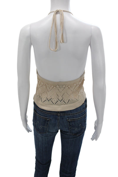 Intermix Women Cropped Tank Sleeveless Beige 100% Lyocell Bohemian Size S