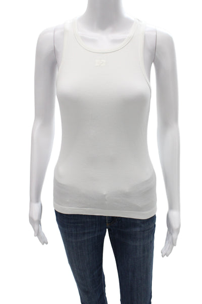 Ganni Womens Basic Sleeveless Tank White Organic Cotton Size M