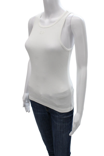 Ganni Womens Basic Sleeveless Tank White Organic Cotton Size M