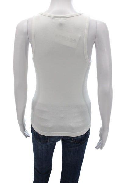 Ganni Womens Basic Sleeveless Tank White Organic Cotton Size M