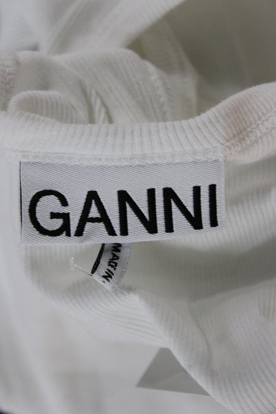 Ganni Womens Basic Sleeveless Tank White Organic Cotton Size M