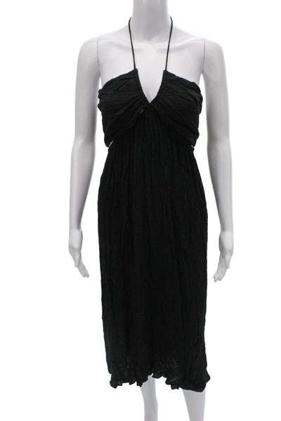 Playa Lucila Womens Maxi Sundress Black Sleeveless Tie Waist Size S