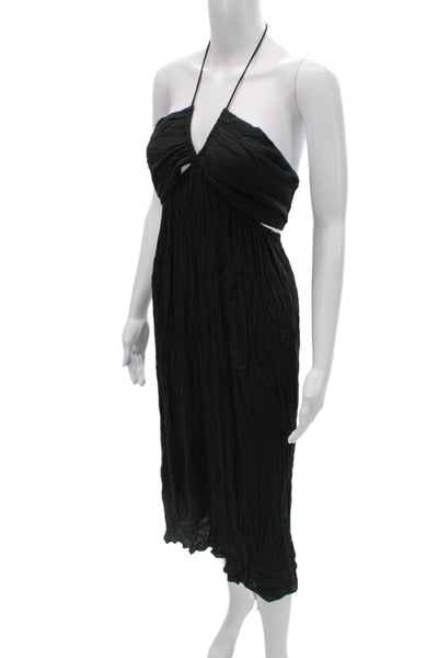 Playa Lucila Womens Maxi Sundress Black Sleeveless Tie Waist Size S