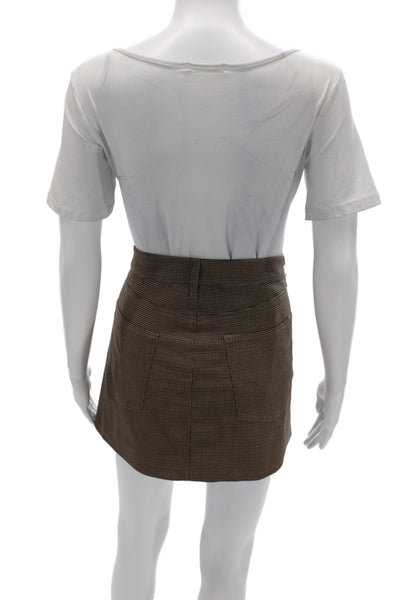 Rag & Bone Women Mini Pencil Skirt Brown Check Wool Blend Size 8