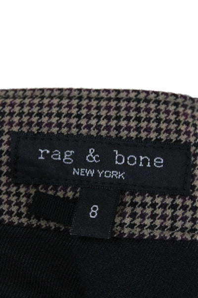 Rag & Bone Women Mini Pencil Skirt Brown Check Wool Blend Size 8