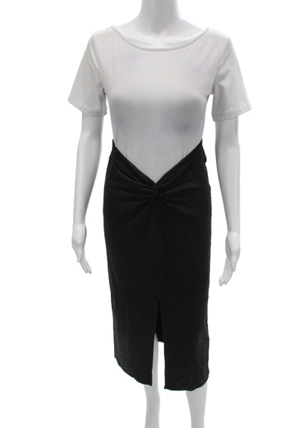 Reformation Women Black Knee Length Skirt Tencel Spandex Classic Size S