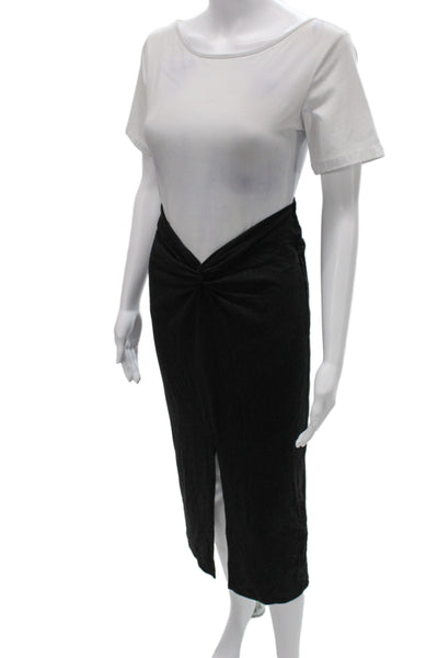 Reformation Women Black Knee Length Skirt Tencel Spandex Classic Size S