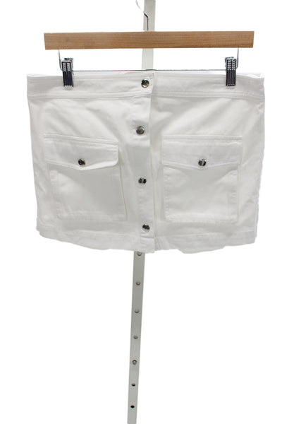 Staud Womens White Cargo Mini Skort 100% Cotton Size 8