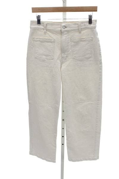 Madewell Womens Cropped High Rise White Cotton Pants Button Size 28