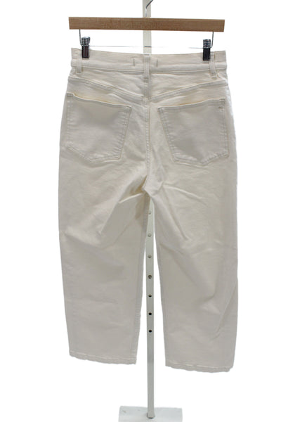 Madewell Womens Cropped High Rise White Cotton Pants Button Size 28