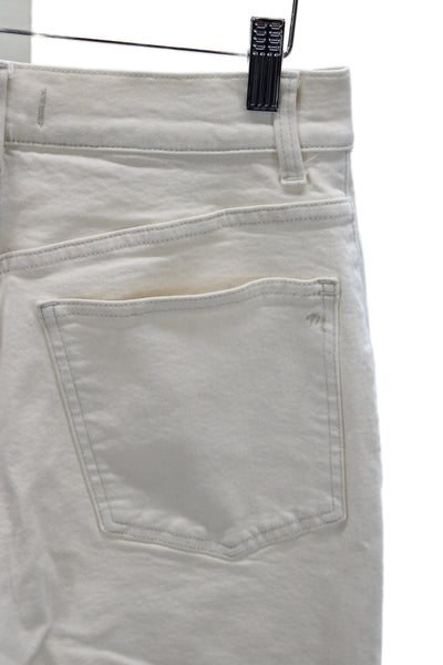 Madewell Womens Cropped High Rise White Cotton Pants Button Size 28