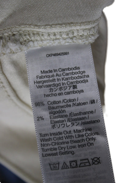 Madewell Womens Cropped High Rise White Cotton Pants Button Size 28