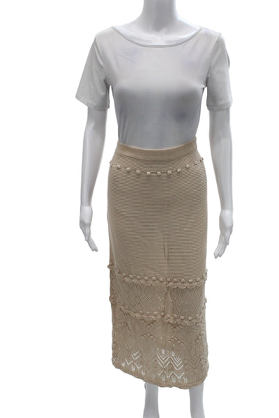 Intermix Women Maxi Pencil Straight Skirt Beige 100% Lyocell Size S