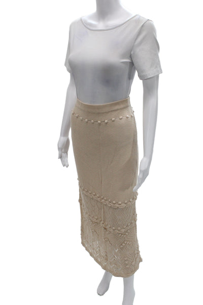 Intermix Women Maxi Pencil Straight Skirt Beige 100% Lyocell Size S