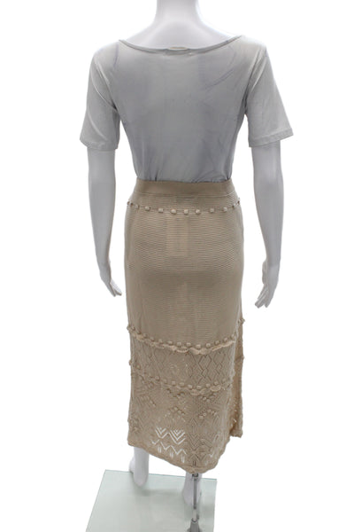 Intermix Women Maxi Pencil Straight Skirt Beige 100% Lyocell Size S
