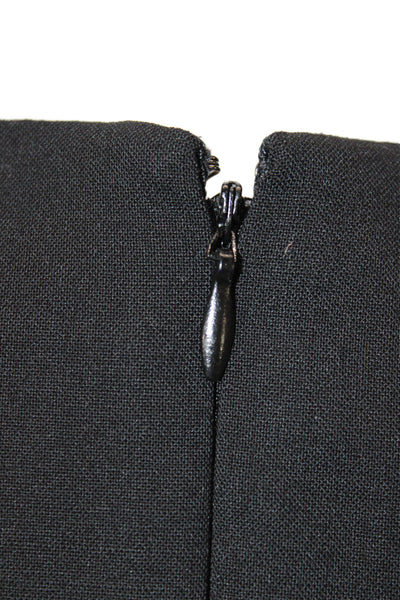 Theory Women Sheath Shift Dress Black Virgin Wool Sleeveless Zip Short Size 8