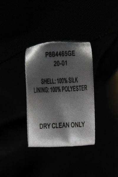 Parker Womens Black Silk Wrap Dress V Neck Knee Length Short Sleeve Size 8