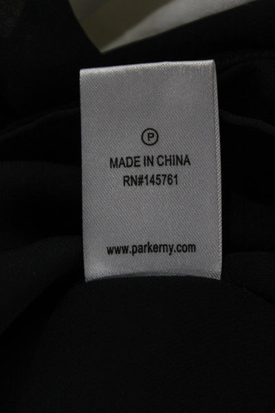 Parker Womens Black Silk Wrap Dress V Neck Knee Length Short Sleeve Size 8