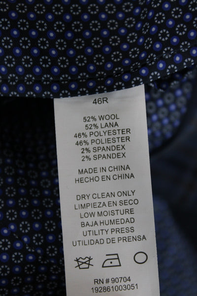 Penguin Mens Plaid Blue Button Blazer Wool Blend Long Sleeve Size 42