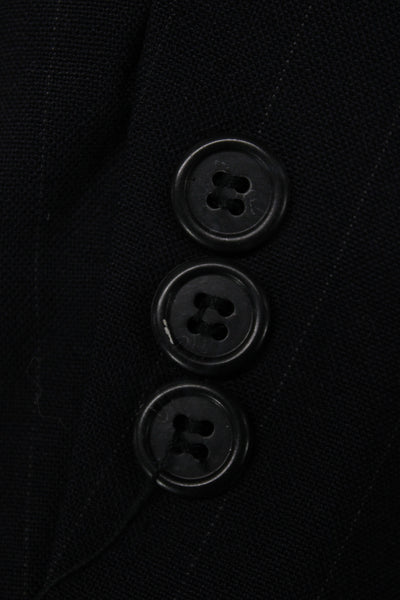 Christian Dior Mens Suit Jacket Dark Blue Striped Wool Button Collared Size 42