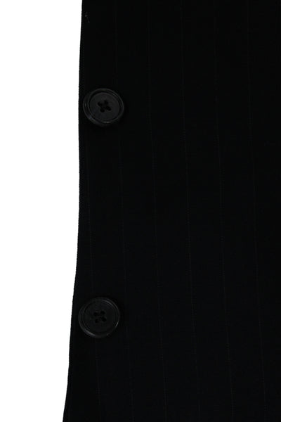 Christian Dior Mens Suit Jacket Dark Blue Striped Wool Button Collared Size 42