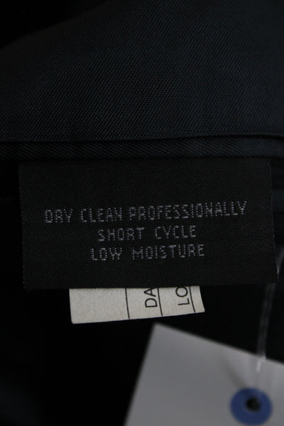 Christian Dior Mens Suit Jacket Dark Blue Striped Wool Button Collared Size 42