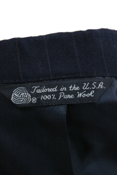 Christian Dior Mens Suit Jacket Dark Blue Striped Wool Button Collared Size 42