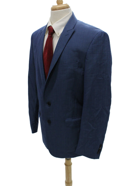 Calvin Klein Mens Blue 2-Piece Wool Blend Suit Jacket Collared Button Size 42