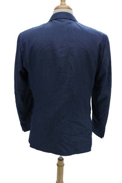 Calvin Klein Mens Blue 2-Piece Wool Blend Suit Jacket Collared Button Size 42
