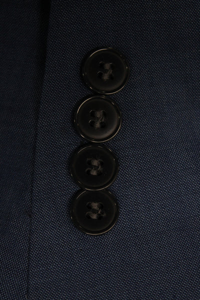 Calvin Klein Mens Blue 2-Piece Wool Blend Suit Jacket Collared Button Size 42
